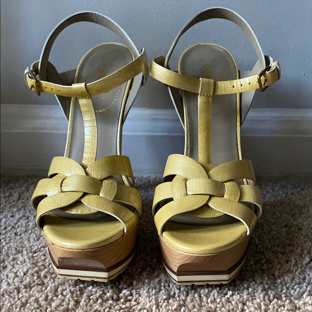 YSL | Yellow Strappy Platform Sandals